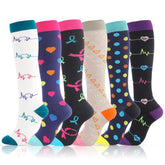 6 Pairs Knee-High Compression Socks 20-30mmhg Sports Stockings