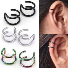 Stainless Steel Non-piercing Fake Lip Nose Ring Clip-on Cartilage Septum Earring Hoop