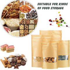50PCs Resealable Kraft Paper Zip Lock Bags