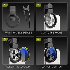 52mm Clip-on CPL Phone Cameralens Circular Polarizer Polarizing Filter Kit 