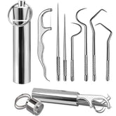Portable Stainless Steel Toothpicks Pocket Set with Holder Dispenser