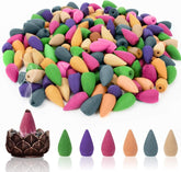 120pcs Natural Backflow Incense Cones Waterfall Sandalwood Rose Lavender Molly