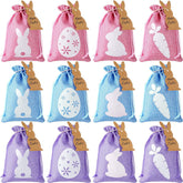 24Pcs Easter Linen Gift Bag Bunny Party Decoration Rabbit Favor Pouch