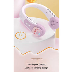 Portable Neck Bladeless Cooling 3 Speeds Mute Fan