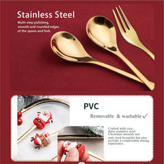 Stainless Steel Christmas Coffee Spoon Dinner Forks Set Party Supply