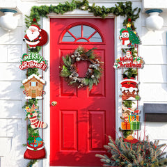 Merry Christmas Door Hanging Ornament Banner Xmas Santa Claus Decoration Home