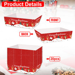 20Pcs Christmas Party Supplies Paper Plates Serving Food Trays Party Tableware