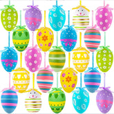 12pcs/pack Colorful Plastic Easter Eggs Hanging Ornaments Decoration