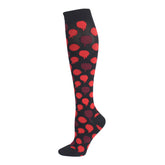 Knee-High Compression Socks Red Jellyfish Pattern Sports Nylon Stockings