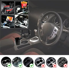 2 in 1 Multifunctional Car Cup Holder Extender Adapter with Adjustable Base 