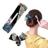 DIY Floral Printed Deft Hair Bun Maker Headband French Twist Hair Clip