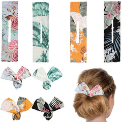 DIY Floral Printed Deft Hair Bun Maker Headband French Twist Hair Clip