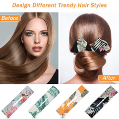 DIY Floral Printed Deft Hair Bun Maker Headband French Twist Hair Clip