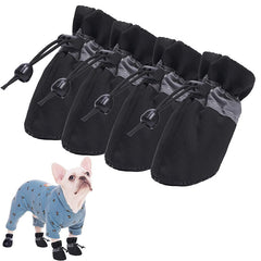 4Pcs Anti-Slip Sole Winter Snow Dog Booties with Reflective Straps Dog Shoes