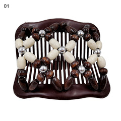Double Slide Wooden Beads Hair Styling Comb Clip Hair Accessory