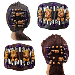 Double Slide Wooden Beads Hair Styling Comb Clip Hair Accessory