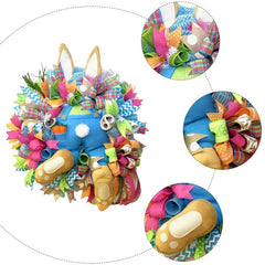 Easter Rabbit Bunny Wreaths with Butt Ears for Door Porch Wall Farmhouse Decor