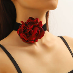 Romantic Big Rose Flower Choker Necklaces