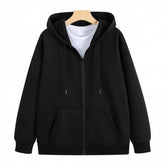 French Terry Zip-up Hoodie Long sleeve Soft Hooded Sweatshirt Jackets with Pocket