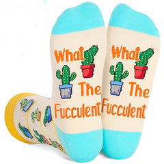 Funny Plant Cactus Sunflower & Pot Leaf Illustrations Socks for Women & Men