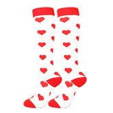 Knee-High Compression Socks Heart Pattern Sports Nylon Stockings for Women & Men