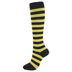 Knee-High Compression Socks Strip Pattern Sports Nylon Stockings for Women & Men