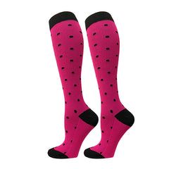 Knee-High Compression Socks Color Dots Sports Nylon Stockings for Women & Men