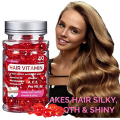Hair Vitamin 40 Capsules Enriched with Moroccan Oil, Macadamia Oil, Vitamins A, C, E & Pro Vitamin B5