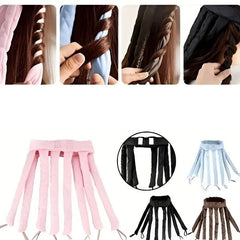 Soft Satin No Heat Heatless Hair Curler Curling Rod Headband with Adjustable Straps