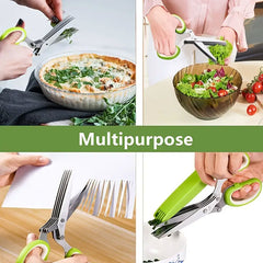 Herb Scissors Shears Cutter with 5 Blades Kitchen Gadgets
