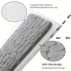 Super Water Absorbent Memory Foam Bath Mat Cobblestone Bathroom Rugs