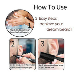 Men Beard Pencil Filler Kit 4 Fork Tips Beard Filling Pen Set with Brush
