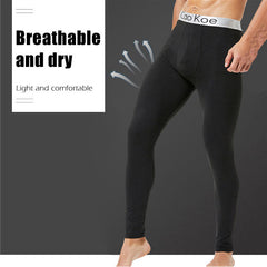 Men's Fleece Lined Leggings Thermal Long Johns Warm Base Layer Slim Pants