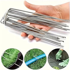 100pcs Weedmat Zinc-Coated Metal Landscape Pins U-Shaped Garden Stakes