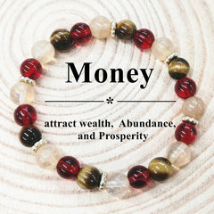 Money Crystal Bracelet Wealth Wealth Feng Shui Luck Natural Beaded Stretch Bracelets 