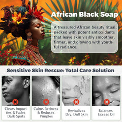 100% Natural African Black Soap – Anti-Ageing, Acne, Spot Removal, Handmade