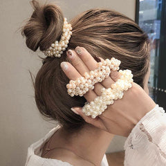 Pearls Beads Hair Rope Ponytail Holder Rubber Elastic Headbands