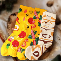 4 Pairs Pizza Socks Funny Food Novelty Cotton Socks for Men Women