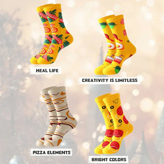 4 Pairs Pizza Socks Funny Food Novelty Cotton Socks for Men Women