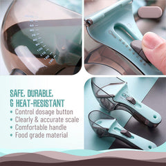 2pcs Adjustable Measuring Cups and Spoons Kitchen Plastic Scale Tablespoon