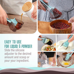2pcs Adjustable Measuring Cups and Spoons Kitchen Plastic Scale Tablespoon