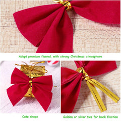 12Pcs Christmas Bows Xmas Tree Bowknot Ornaments Decoration