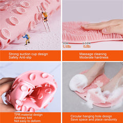 Wall Mounted Back Scrubber Silicone Bath Massage Cushion Brush with Suction Cups