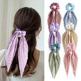 Silky Satin Chiffon Hair Ties with Long Ribbon Bow Rubber Bands