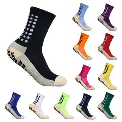 Men's Mid-Calf Athletic Training Socks Anti-Slip Grip Breathable Moisture-Wicking Reinforced Heel Toe Sports Socks Multi-Color Pack Football Running Outdoor