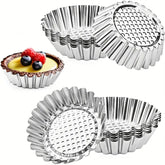 Stainless Steel Flower-Shaped Egg Tart Molds 