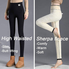Thick Cashmere Leggings Fleece Lined Tights High Waist Stretchy Ladies Thermal Pants