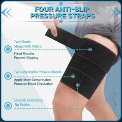 Thigh Brace SupportAdjustable Thigh Brace, Hamstring Compression Wrap, Thigh Compression Sleeve, Quad and Upper Leg Brace for Men & Women 