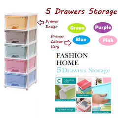 Plastic Storage Organizer Cabinet 5pcs Stackable Drawer Unit Durable Home Office