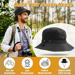 UPF 50+ Sun Fishing Hats Wide Brim Bucket Waterproof UV Protection